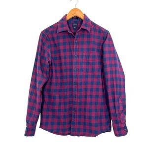 J.Crew Slim Flannel Shirt Red Blue Buffalo Plaid 100% Cotton Button Down Men's S